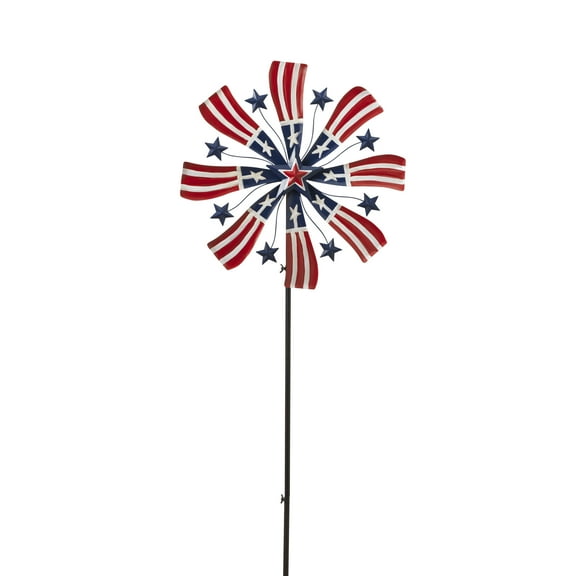 63 in. Metal Americana Wind Spinner Yard Stake