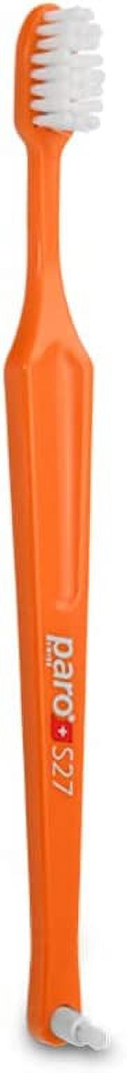 Paro S27 Toothbrush | Small Brush Head with Soft Bristles and Short Handle with Exchangeable Inter Space F | 27 Tufts | 12 Pack