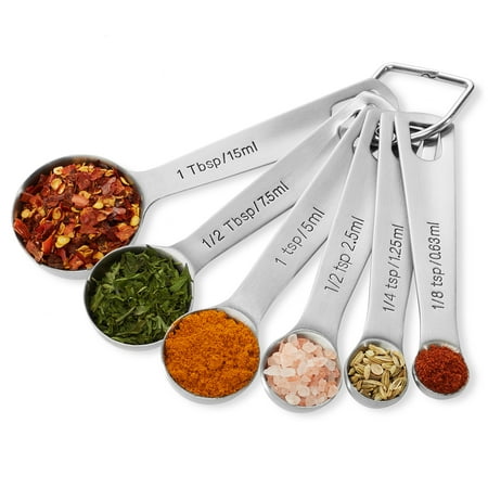 Court Tablespoon - Last Confection 6pc Stainless Steel Measuring Spoon Set - Teaspoon and Tablespoon Measurements for Dry Spices and Liquid Cooking & Baking Ingredients