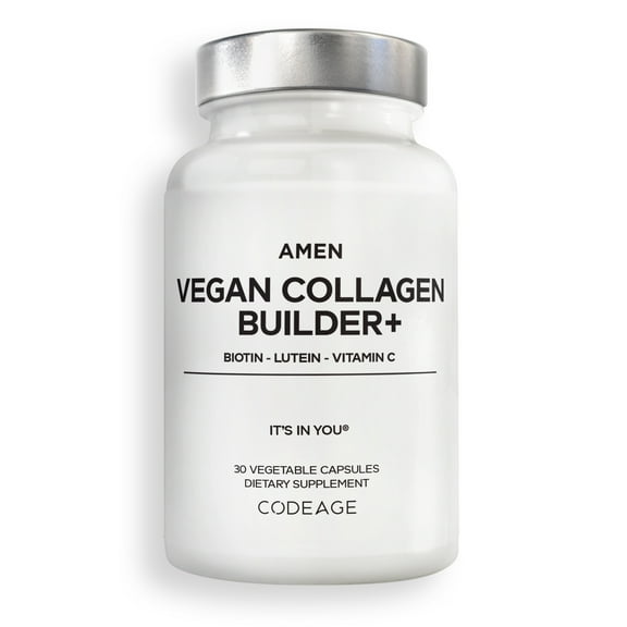Amen Vegan Collagen Builder  , Organic Whole Foods, Vitamin C, Biotin, L-Lysine, L-Proline, 30 ct