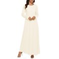 thumbnail image 2 of iiniim Womens Solid Color One Piece Prayer Arabian Robe Muslim Dress Long Sleeve Islamic Abaya Wear Nude S-M, 2 of 5