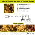 thumbnail image 3 of Luces serie 112 led star burst Artego con 2 ramos de 40cm de diámetro unidos de 56 leds GAMMA Decoración Navidad eventos bodas LED christmas string lights waterproof 8 modos uso temporizador, 3 of 7