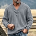 thumbnail image 2 of Sweaters Zaewscy Men's V‑Neck Cable Knit Sweater Long Sleeve Loose Casual Pullover Jumper Gray XL, 2 of 9