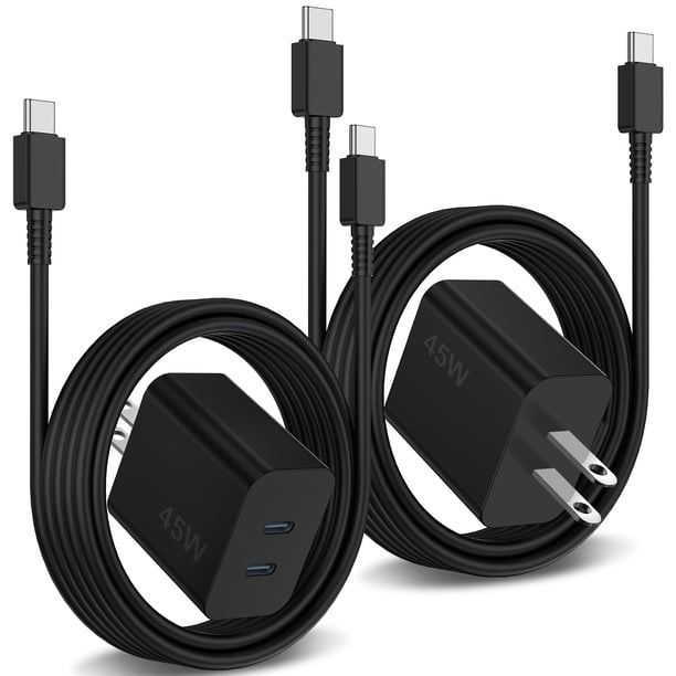 Cargador REUTIXUN de 45 W de doble puerto con cable USB C a C de 3 m para Samsung