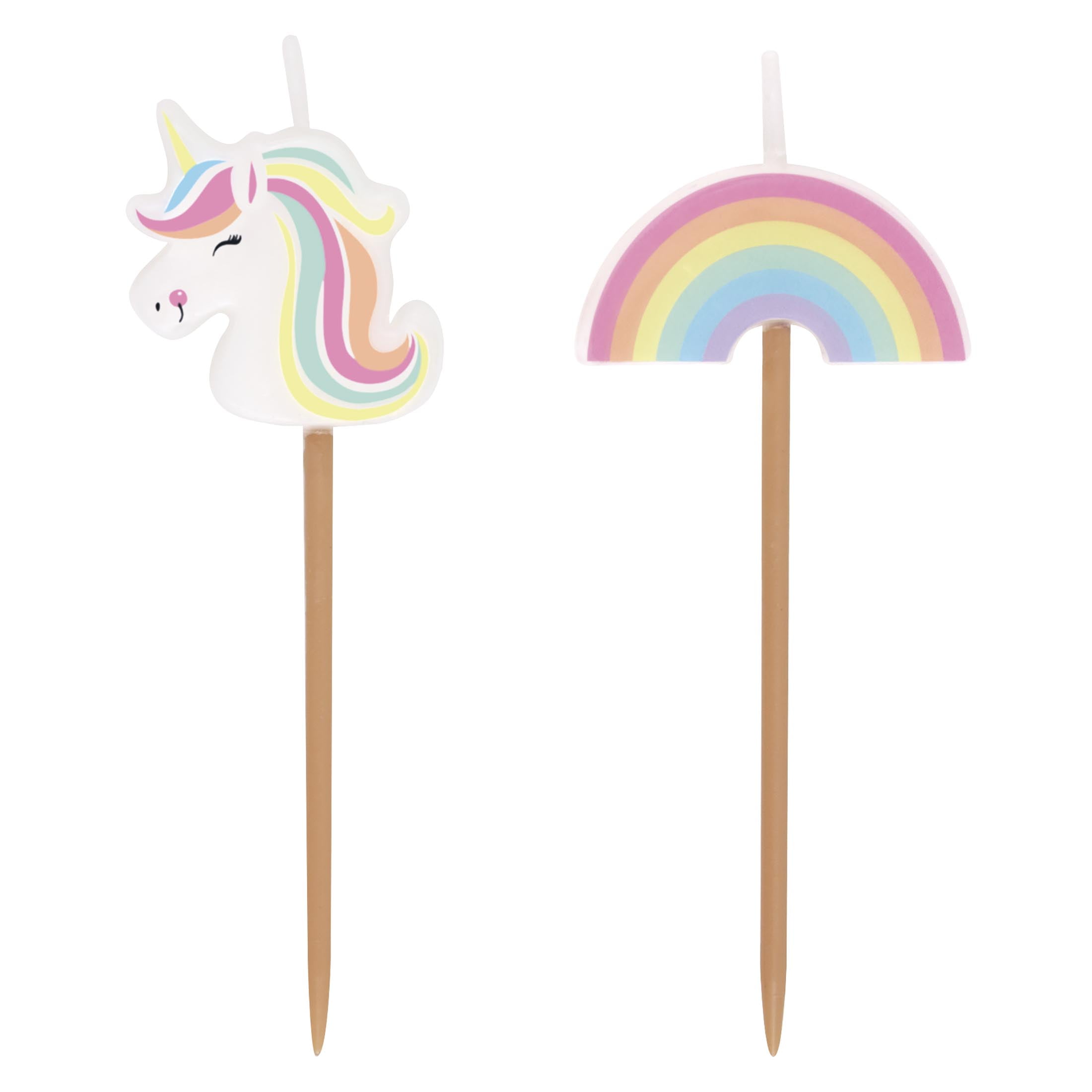 Way to Celebrate! Unicorn & Rainbow Pick Birthday Candles, 6ct