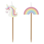 Way to Celebrate! Unicorn & Rainbow Pick Birthday Candles, 6ct