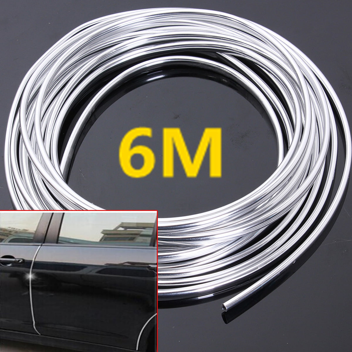 20 meter 40mm Chrome Car Styling Moulding Strip Trim Adhesive in roll