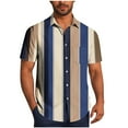 thumbnail image 2 of Men Shirt Men Shirts Casual Mens Button Up Shirt Short Sleeve Shirts for Men Men Casual Fashion Turndown Collar Stripe Printing Short Sleeve Button Shirt Blouse, 2 of 6