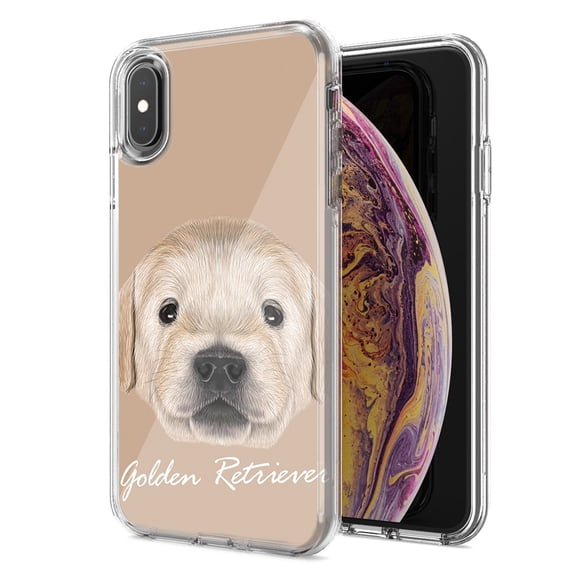 MUNDAZE For Apple Iphone Xs Max Golden Retriever Design Double Layer Phone Case Cover