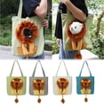 thumbnail image 1 of Pet Carrier Lion Breathable Drawstring Cat Dog Carrying Cartoon Canvas Transport Retractable Outgoing Travel Handbag Light green S, 1 of 9