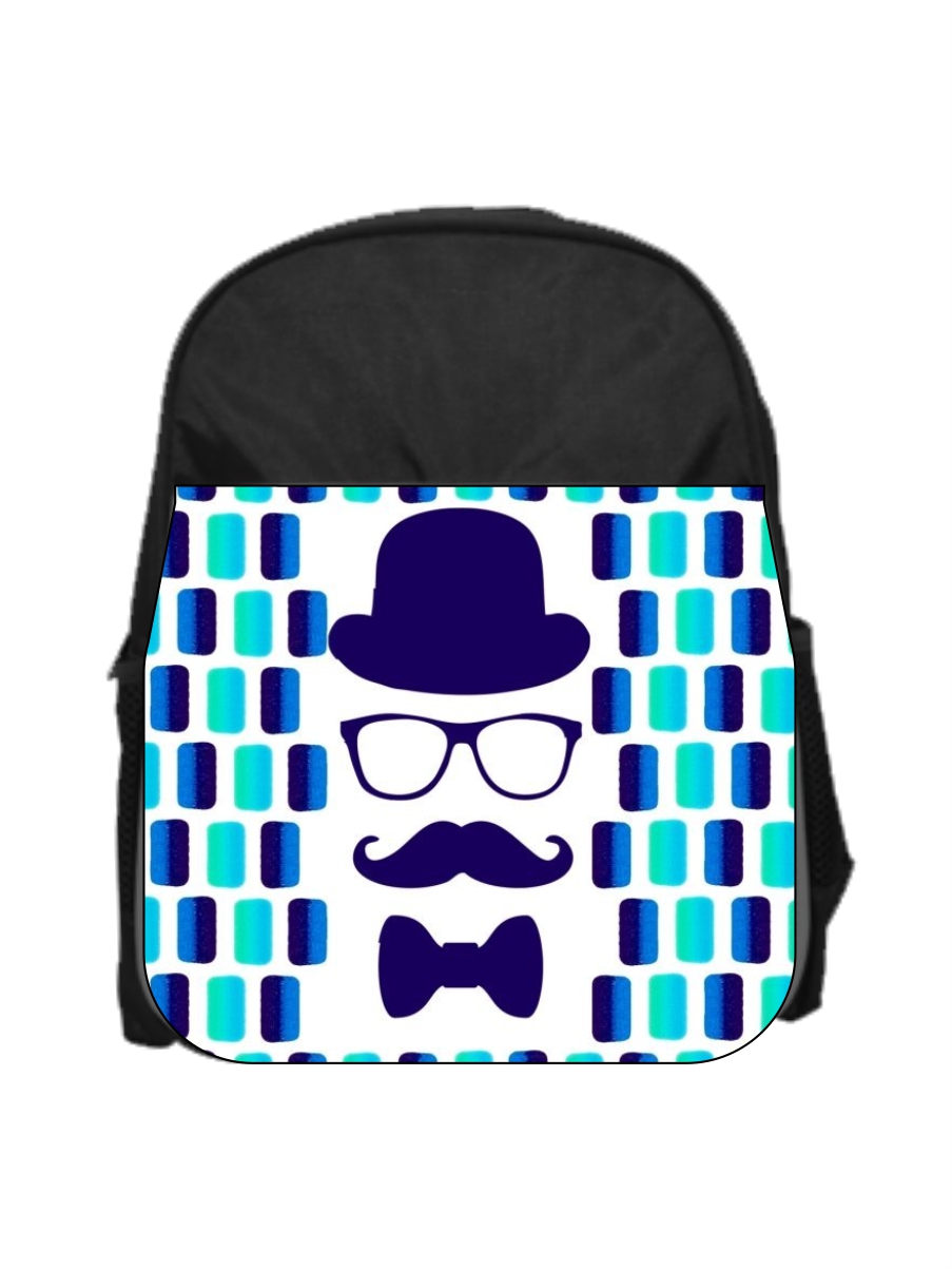 Hipster Elements and Modern Geometric Blue Blocks Print - 13" x 10" Black Preschool Toddler Children's Backpack and Crayon Case Set - Girls - Multi-Purpose - image 1 of 2