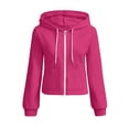 thumbnail image 3 of Loose Hoodies for WomenZaewscy Women's Casual Loose Color Pocket Long-sleeved Zipper Hooded Sweater Jacket Top Hot Pink M, 3 of 8