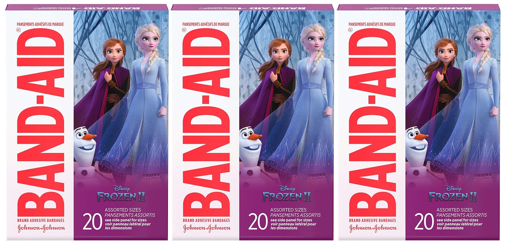 Band Aid Adhesive Bandages, Disneys Frozen, Assorted Sizes - 20 Ea, 3 Pack