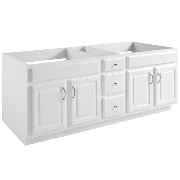 Design House Concord 4-Door 3-Drawer Bathroom Vanity Without Top, Brazilian Pine Wood and Enhanced Stability, Unassembled, 72x21, White