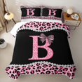 thumbnail image 2 of Manfei Leopard Print Bow Letter B Twin Quilt Set for Girls, Black Pink Initial Twin Coverlet Set, 2 of 7