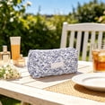 thumbnail image 2 of Floral Makeup Pouch with Zipper, Compact Cosmetic Accessory Organizer for Lipstick Brushes and Toiletries, Travel Bag for Home Office Purse Bathroom and Trips, 2 of 6