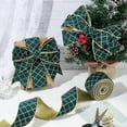 thumbnail image 4 of 10 Yards Christmas Ribbon 2.5 inch Green Velvet Ribbons Wired Ribbons Diamond Glitter Velvet Wired Edge Lattice Ribbon, 4 of 9