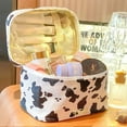 thumbnail image 6 of Makeup Bag Cosmetic Bag Organizer 2PACK Small Makeup Pouch for Purse for Women Girls Gift (Black and White Spots Printed Cow), 6 of 9