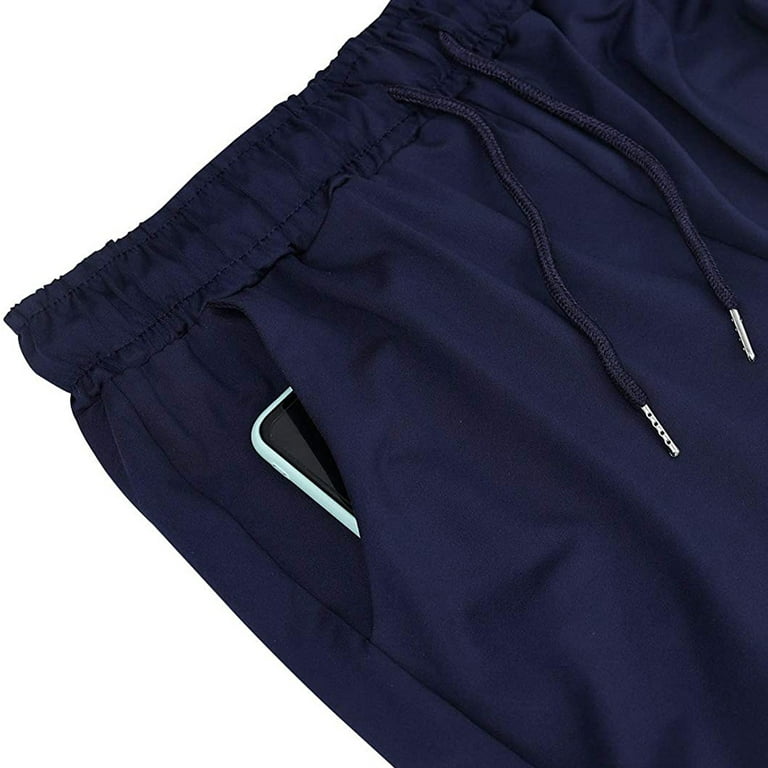 Womens Capri Lounge Pants Elastic High Waisted Drawstring Slacks Capris  Summer Casual Solid Color 3/4 Pants (Medium, Navy)