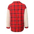 thumbnail image 5 of DDAPJ pyju Women's Fuzzy Sherpa Jacket Fleece Spliced Plaid Shirt Jackets Button Down Shacket Coat with Pockets Red L, 5 of 7