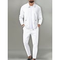 thumbnail image 2 of FOCUSNORM Men’s 2 Piece Tracksuit Set Long Sleeve Zip Up Waffle Jacket + Pants Set Loungewear Sweatsuit, 2 of 9