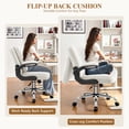 thumbnail image 5 of COOLHUT Criss Cross Chair with Flip-Up Arms and Wheels, Moveable Back Cushion Wide Seat Office Desk Chair, Swivel Cross Legged Chair for Home Office, Study, Vanity, Velvet Fabric, Beige, 5 of 15