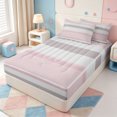 thumbnail image 2 of Erosebridal Minimalist Stripes Zipper Full Size Comforter Sets with Fitted Sheet and 2 Pillowcases,Geometric Line Pattern Zipper Bedding Set,Pink Reversible,4 Pieces, 2 of 7