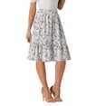 thumbnail image 4 of INSPIRE CHIC Women's Skirts Knee Length Elastic Waist A-Line Flowy Tiered Ruffle Floral Skirt XS Blue White, 4 of 6