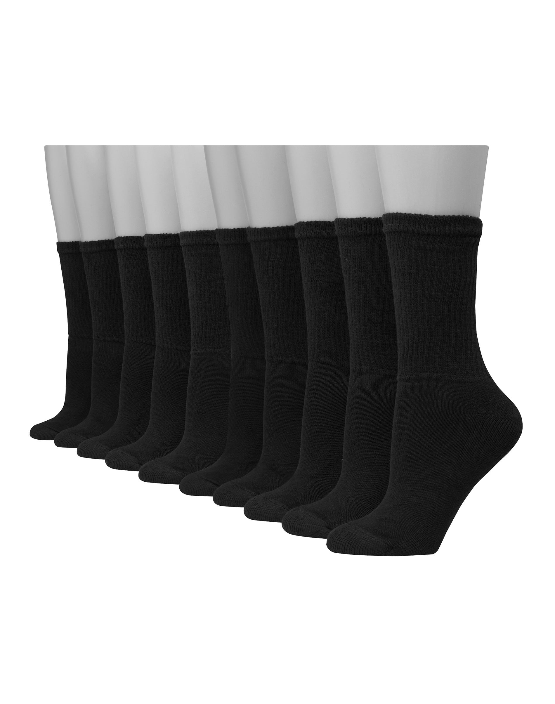Hanes Women's Crew Socks, Cushioned, 10-Pack, Size 5-9