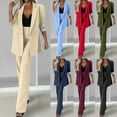 thumbnail image 2 of Bloomae Women's 2 Piece Suits Business Casual Outfits Long Sleeve Solid Double Breasted Blazer with Pants Professional Office Work Sets Sky Blue XXL, 2 of 10