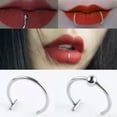 thumbnail image 5 of K-KED 1pcs C-shaped Fake Nose Ring Labret Lip Ring Surgical Steel Piercing Clip On-Gold-S, 5 of 9