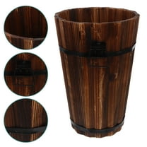 NICEXMAS Rustic Wooden Trash Can Bathroom Waste Basket for Households 1Set