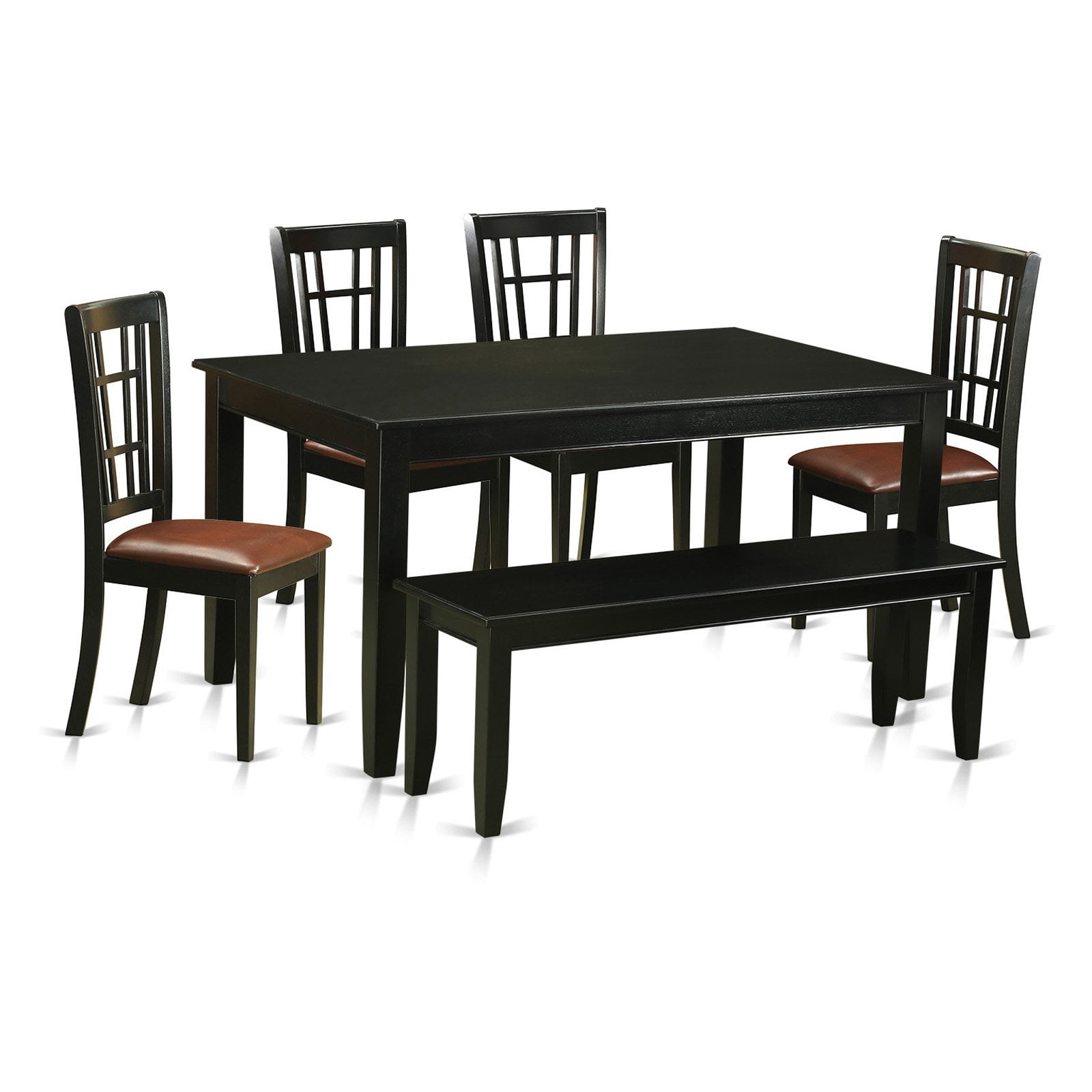 East West Furniture Dudley 6 Piece Rectangular Dining Table Set with