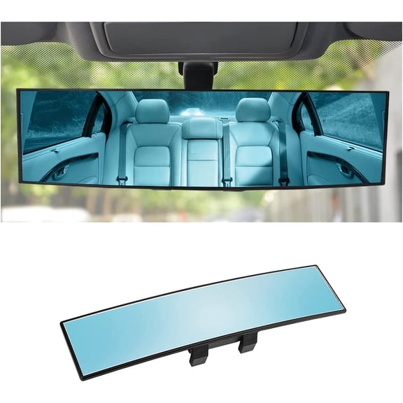 Car Rearview Mirror, 12 Inch Panoramic Wide Angle Anti-Glare, Clip on Auto Rear View Mirror, HD Clear Convex Surface, Car Interior Accessories Universal for SUV, Truck, Van, Vehicles (Blue)