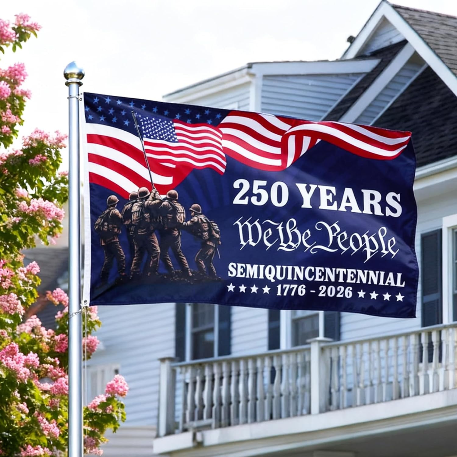 USA 250th Anniversary Flag 3 x 5 ft Anniversary United States Semiquincentennial Grommet Flag Double Sided Independence Day 4th of July Patriot Outdoor Garden Flags Banner Decoration
