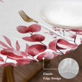 thumbnail image 3 of Red Eucalyptus Leaves Round Tablecloth, Fitted Table Cover with Elastic for 45"-54" Round Tables, Spring Summer Botanical Table Cloth Outdoor Indoor Dinning Party Waterproof Tablecloths, 3 of 7