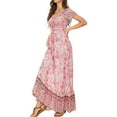thumbnail image 3 of Franhais Women’s Long Dress, Bohemian Summer Casual Short Sleeve A-line Maxi Dress, 3 of 6