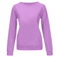 thumbnail image 4 of UJNDER Women's Solid Color Print Crewneck Sweatshirt Long Sleeve Raglan Sleeve Twill Casual Pullover Sweatshirts for Women Light Purple S, 4 of 5