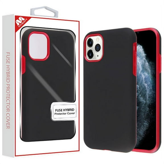 Apple iPhone 11 PRO Phone Case Slim Hybrid Armor Shockproof Impact [Shock Absorption] Rubber Dual Layer Rugged Protective Hard PC Bumper Frame & Soft TPU BLACK RED Cover for Apple iPhone 11 Pro / 5.8"