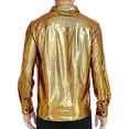 thumbnail image 5 of HXWCHs Men's formal Dress Shirt with Sequins Butofns and Glitter Lapel for Business Casual Work Party Attire XXL Gold, 5 of 7