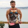 thumbnail image 6 of Honeii French Bulldog In Sunglasses Pattern Men's Workout Tank Top Casual Sleeveless Gym Muscle Shirts Bodybuilding Tee-, 6 of 7