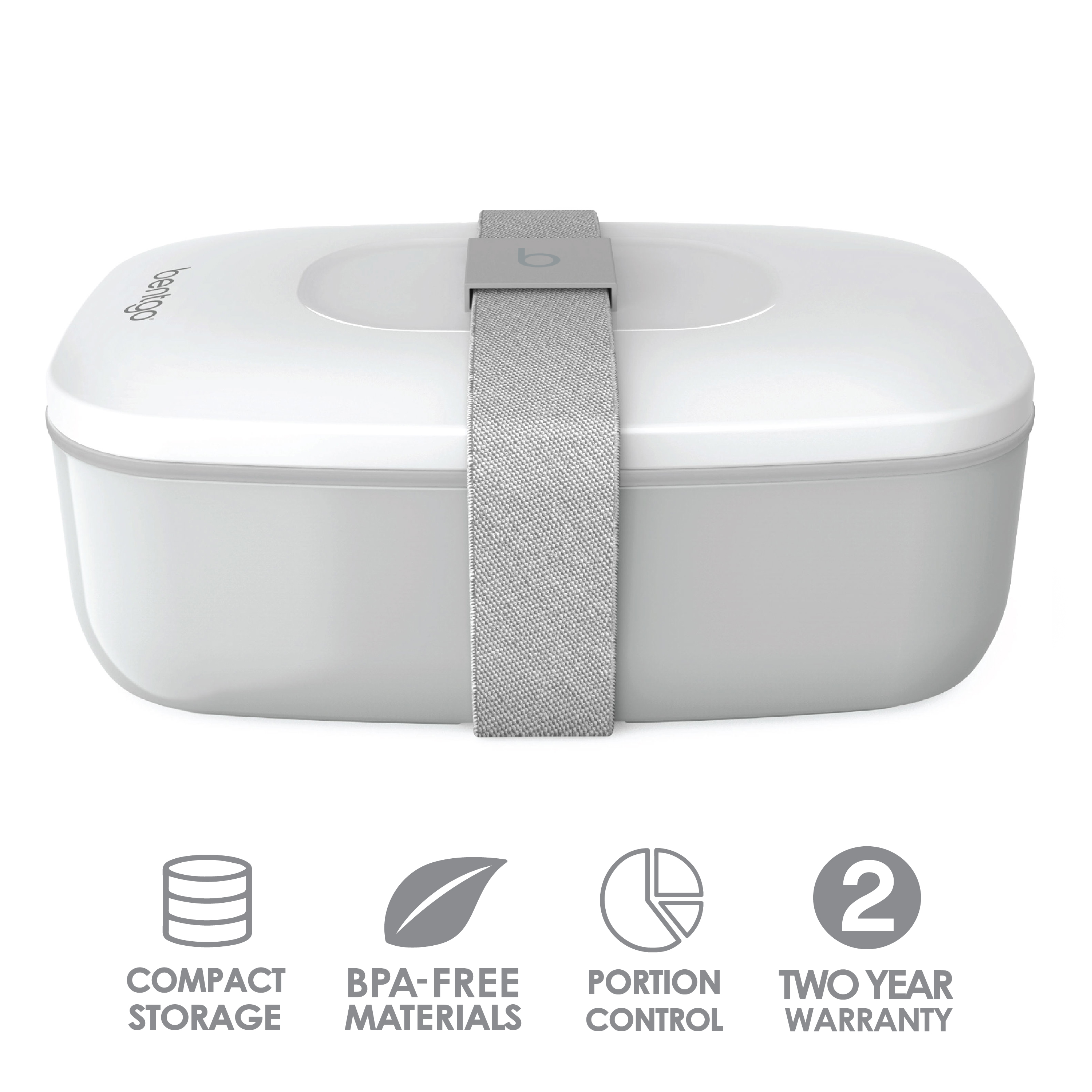 Bentgo Classic (Gray) - All-in-One Stackable Lunch Box Solution - Sleek and Modern Bento Box Design Includes 2 Stackable Containers, Built-in Plastic Silverware, and Sealing Strap - image 5 of 6