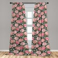 thumbnail image 2 of Vintage Window Curtains, Repeating Pattern of Pink-Tone Flowers Summer Floral Theme Art, Lightweight Decor 2-Panel Set with Rod Pocket, Pair of - 28"x63", Dark Coral and Olive Green, by Ambesonne, 2 of 3