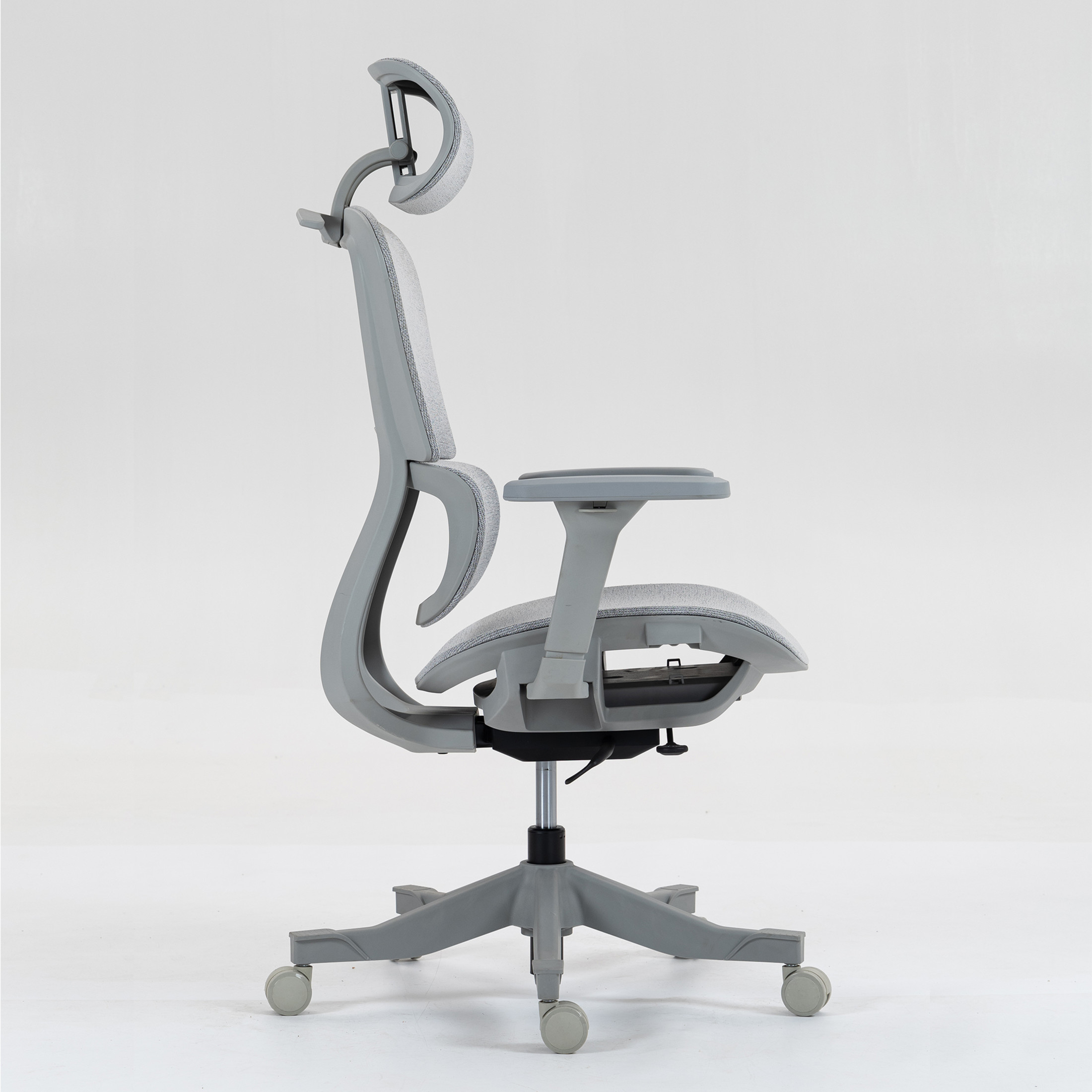 Noble House Elton 43" High Back Mesh Office Chair, Ergonomic Reclining Design with 4D Armrests and Swivel Base, Grey