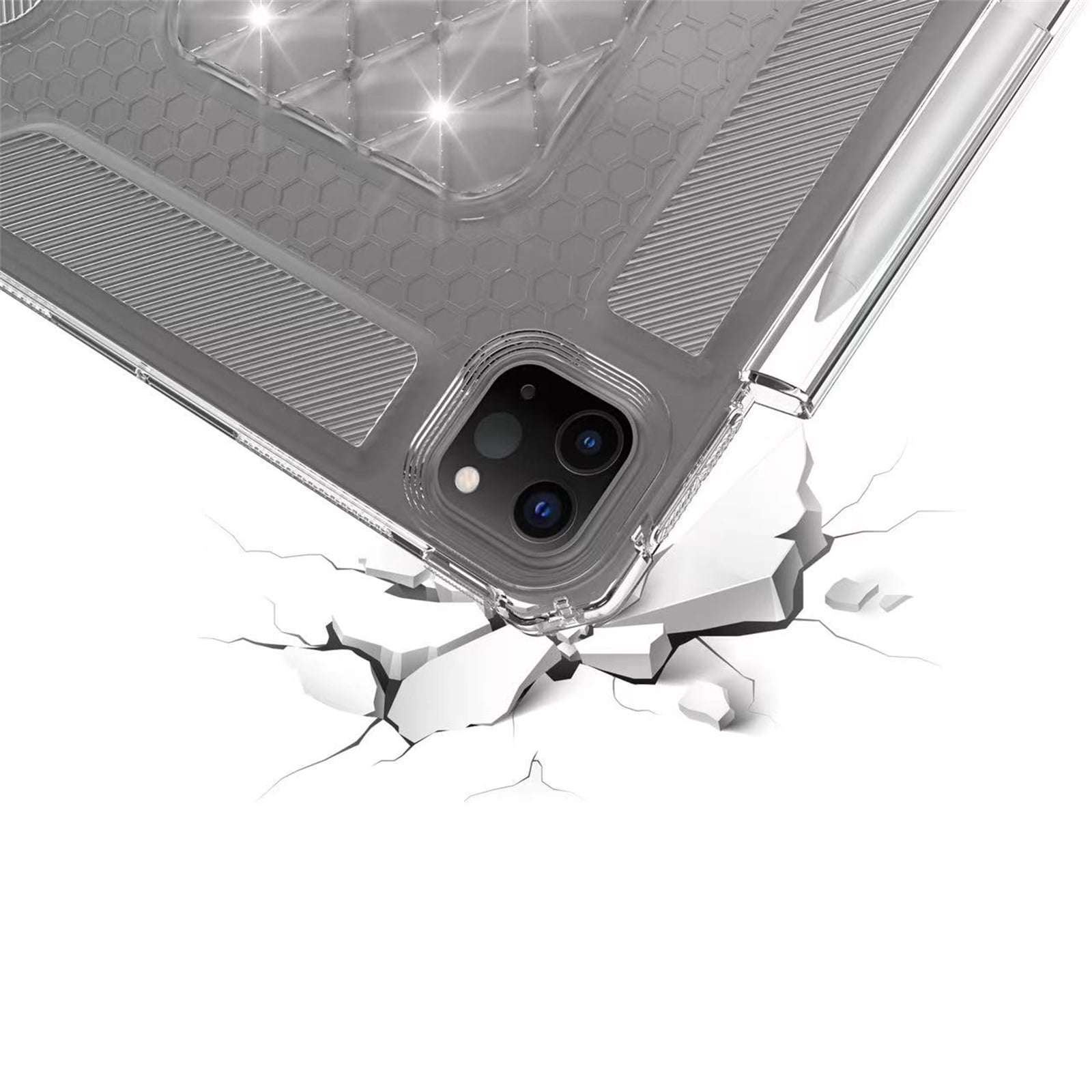 TECH CIRCLE for Apple iPad Pro 13-inch (M4/M5)  Slim Clear Back Cover Case with Pencil Holder Slot, Lightweight Protective Soft TPU Transparent Case, Crystal