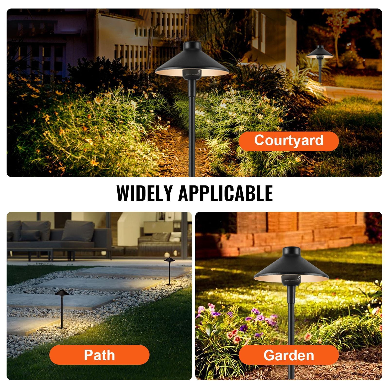8-Pack LED Low Voltage Landscape Path Lights, 12-24V, 210LM, IP66 Waterproof, Replaceable Bulb, for Garden Walkway