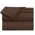 Clara Clark Premier 1800 Microfiber Collection 3 Line Bed Sheet Set Full Size Chocolate Brown 9303