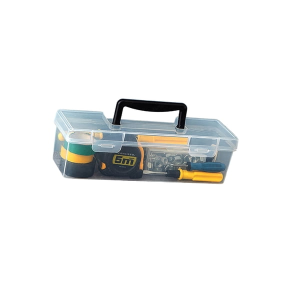 Tizuqe Transparent Tool Organiser Box with Portable Carry Handle Handheld Toolbox