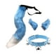 thumbnail image 1 of Conjunto de orejas y cola falsas para cosplay, tocado de cuero sintético para el cuello Azul, 1 of 9