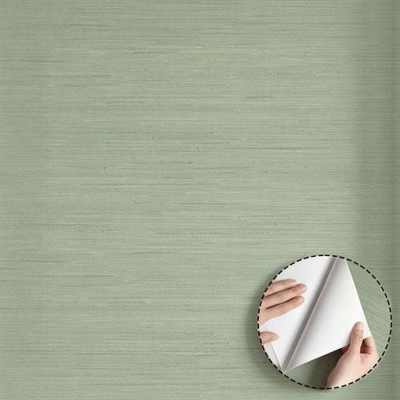 Sage Green Grasscloth Wallpaper, Minimalist Aesthetic Modern Peel and Stick Wallpaper, Waterproof Self Adhesive Wall Decoration for Bedroom Living Room Kitchen Cabinet Drawer 17.7 * 118 in